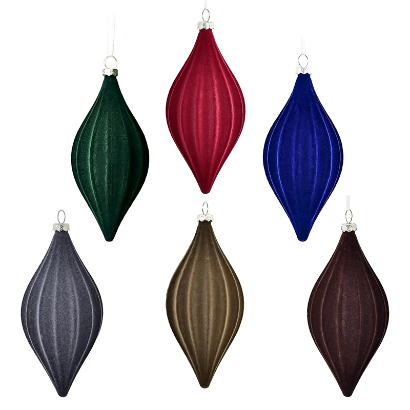 Velvet Flocked Plastic Cone Ornaments - Christmas Tree Decorations For Store Displays