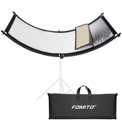 Fomito Curved Reflector Diffuser 66cmx180cm Lighting Reflector with Black/Silver/White/Gold Bag Excluding Light Stand