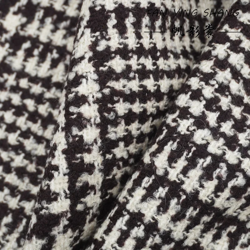 

2025 Classic Chocolate Plaid Wool Tweed Fabric For Coat Telas Costura Tissus Couture ткань Sewing Stoffe Tecido Cloth Diy