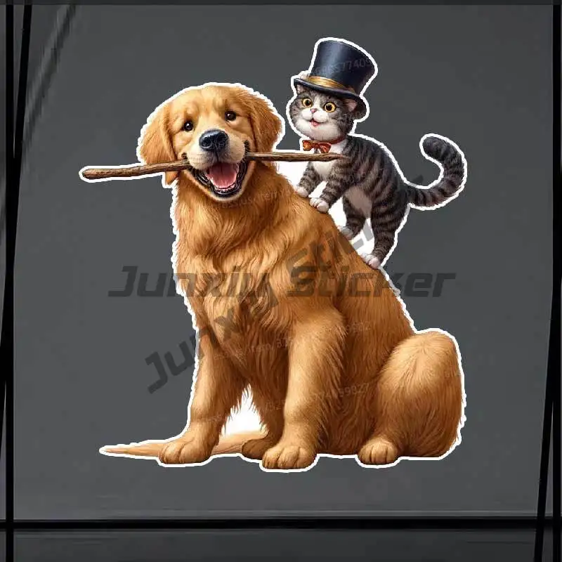 

Funny Friendship Dog and Cat Car Sticker Vinyl Decal Waterproof Rear Window Motorcycle Camper Bumper Laptop Decoration