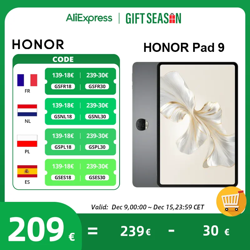HONOR-Tableta Pad 9 Versión Global, pantalla de 12,1 pulgadas, Snapdragon 6 Gen 1, cámara trasera de 13MP, batería de 8300mAh, BT5.1, ocho altavoces