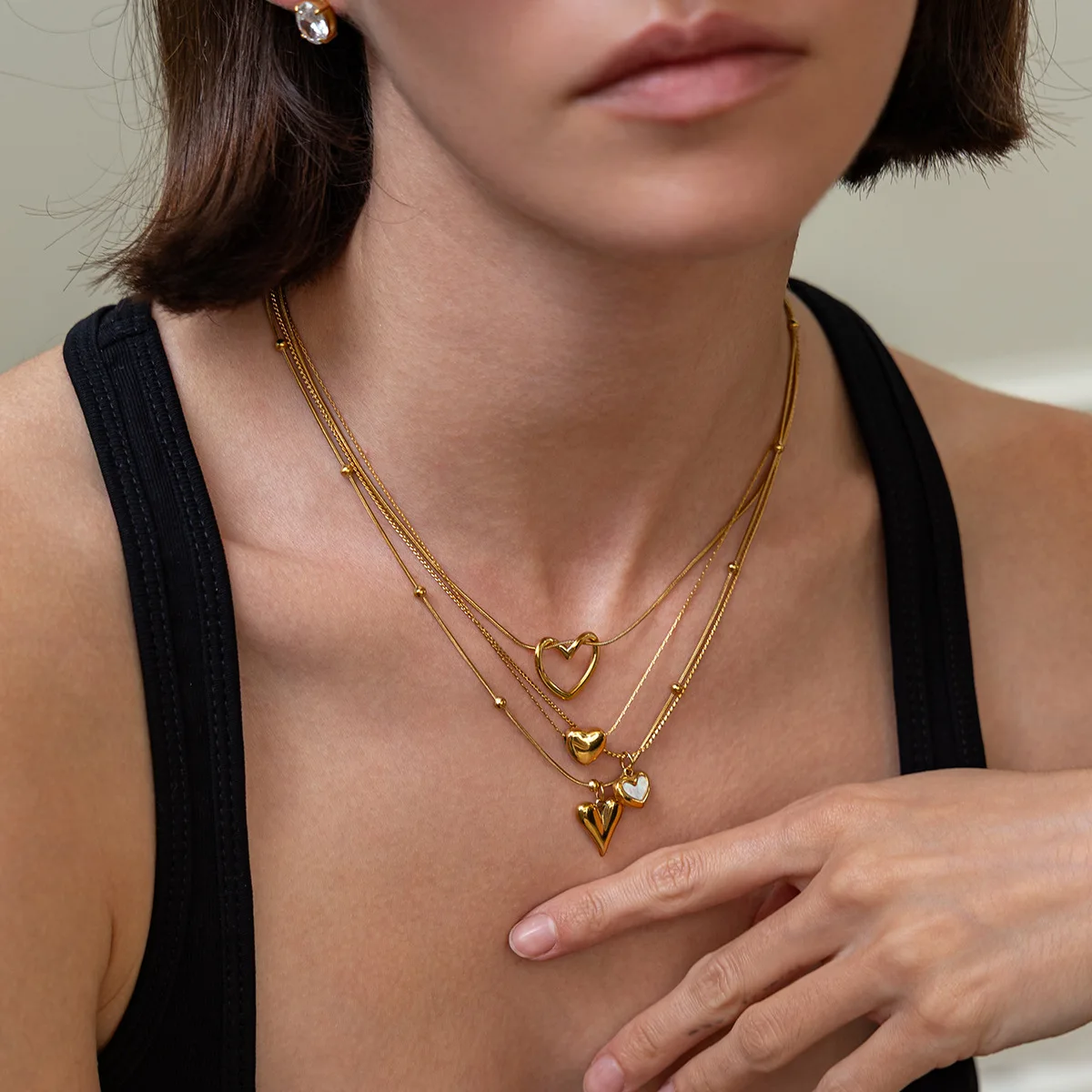 Accessories, Vacuum Plated 18K Gold Love Pendant Necklace 304 Stainless Steel Commuter Versatile Items