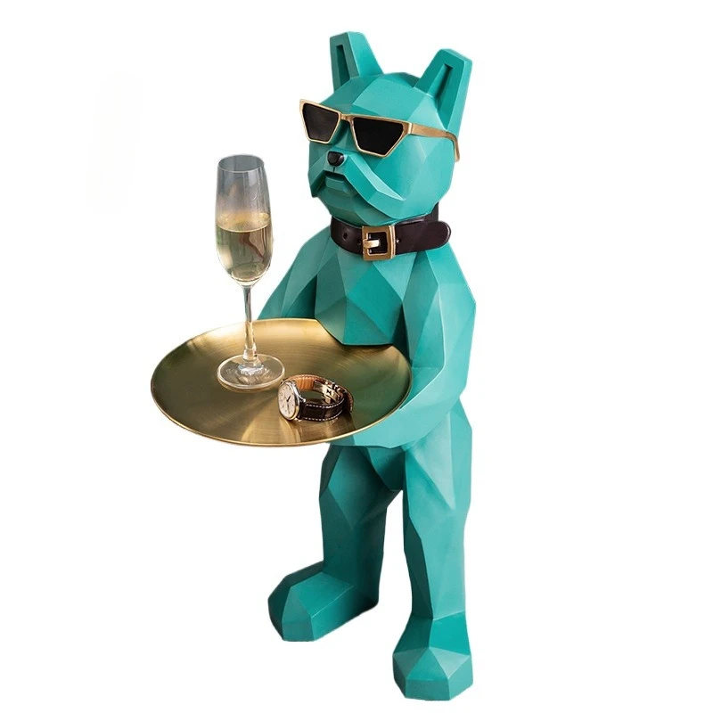 

Modern Art Home Decor French Bulldog Statue Luxury Living Room Floor Ornaments Dog Tray Sculpture Resin Crafts Animal Figurine