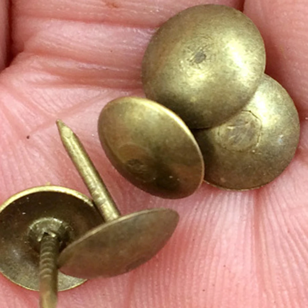 100pcs Round Decorative Tacks Nails Decorative Tacks Bronze Decorated Door Nail Round Classical Nail Large-Headed Nails Hardware