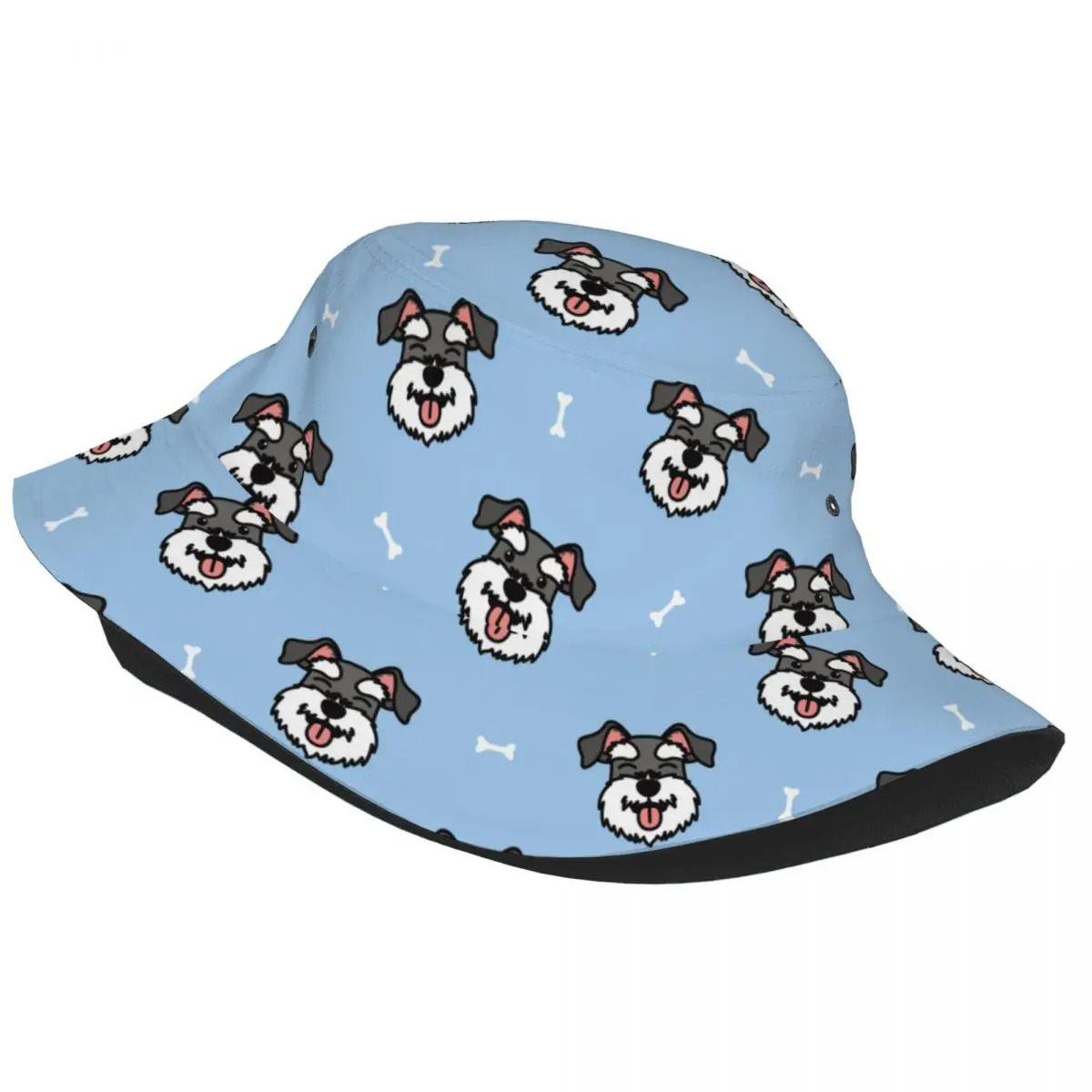 Cute Schnauzer Dog Bucket Hat for Men Women Summer Vocation Gift for Animal Dog Lover Floppy Hat Style Foldable  Caps Bob Hat