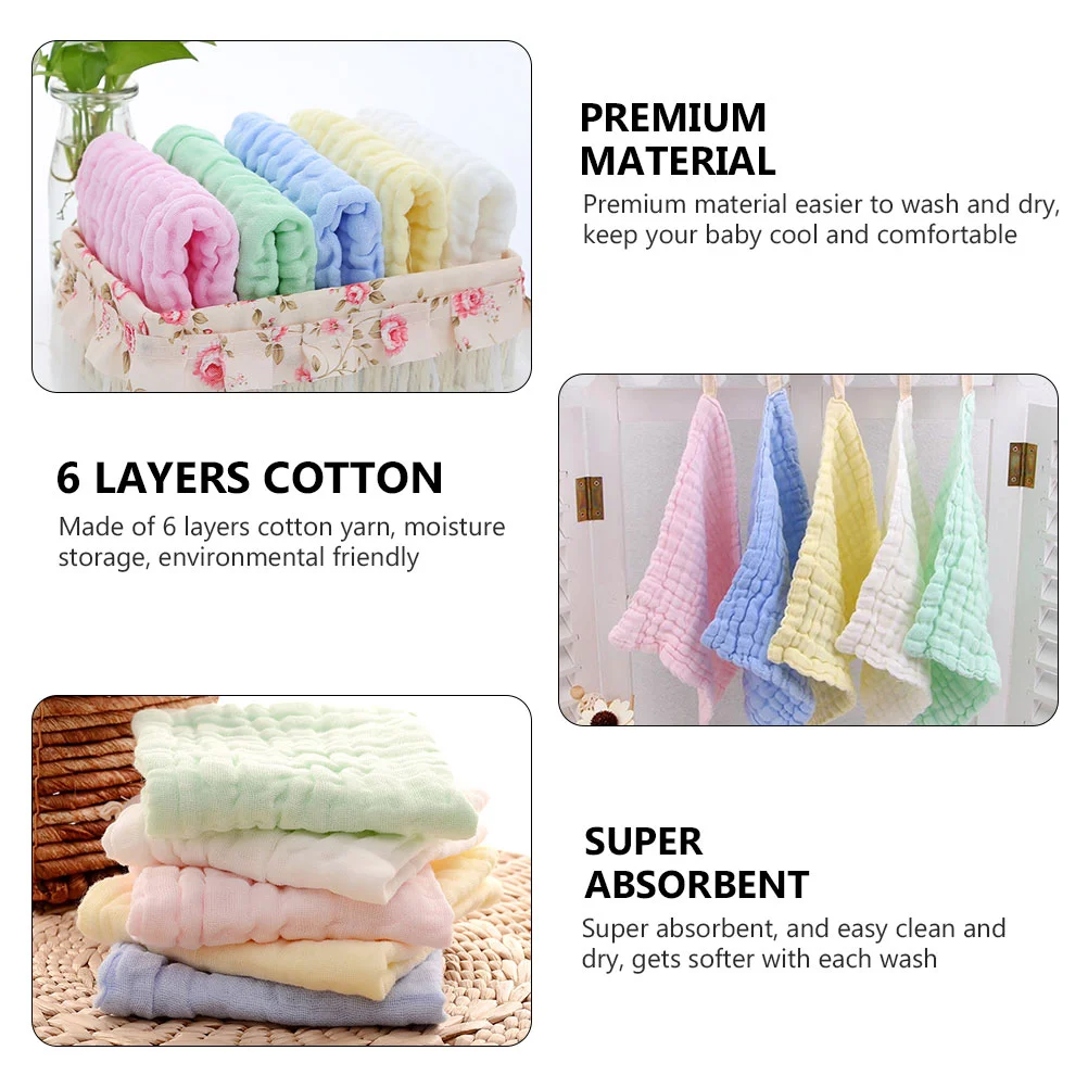 8 Pcs Towel Facial Handkerchief Muslin Washcloths Home Skin-friendly Bathroom Newborn