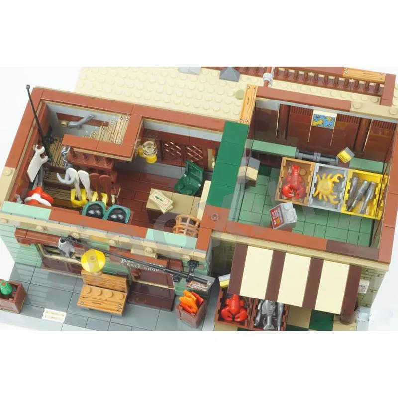 21310 Set Fishing Shop Compatible with MOC-40048 Modular Bait Shop and Grocery Store Building Block 1991 Part Children\'s Gift