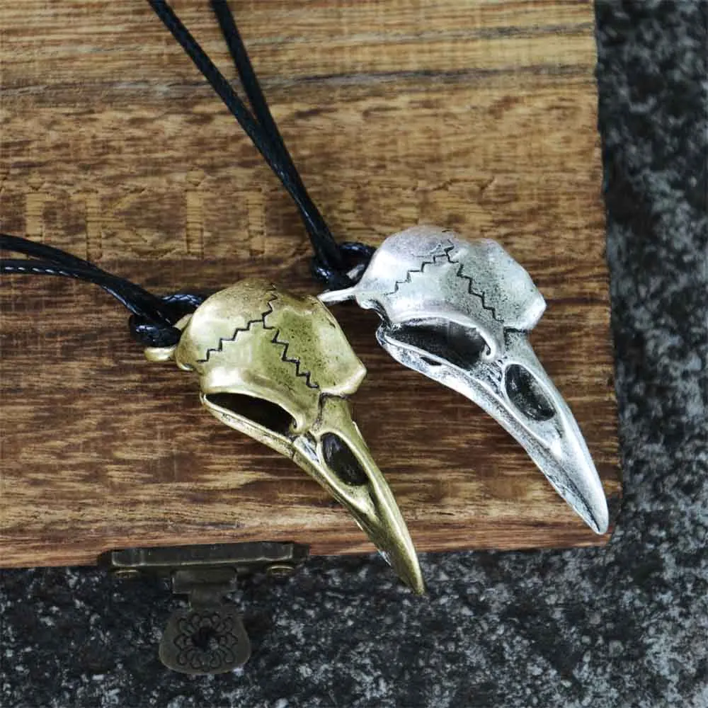 

Nostalgia Goth Punk Odin Raven Skull Viking Jewelry Gothic Crow Skeleton Pendant Necklace For Men Women Gifts