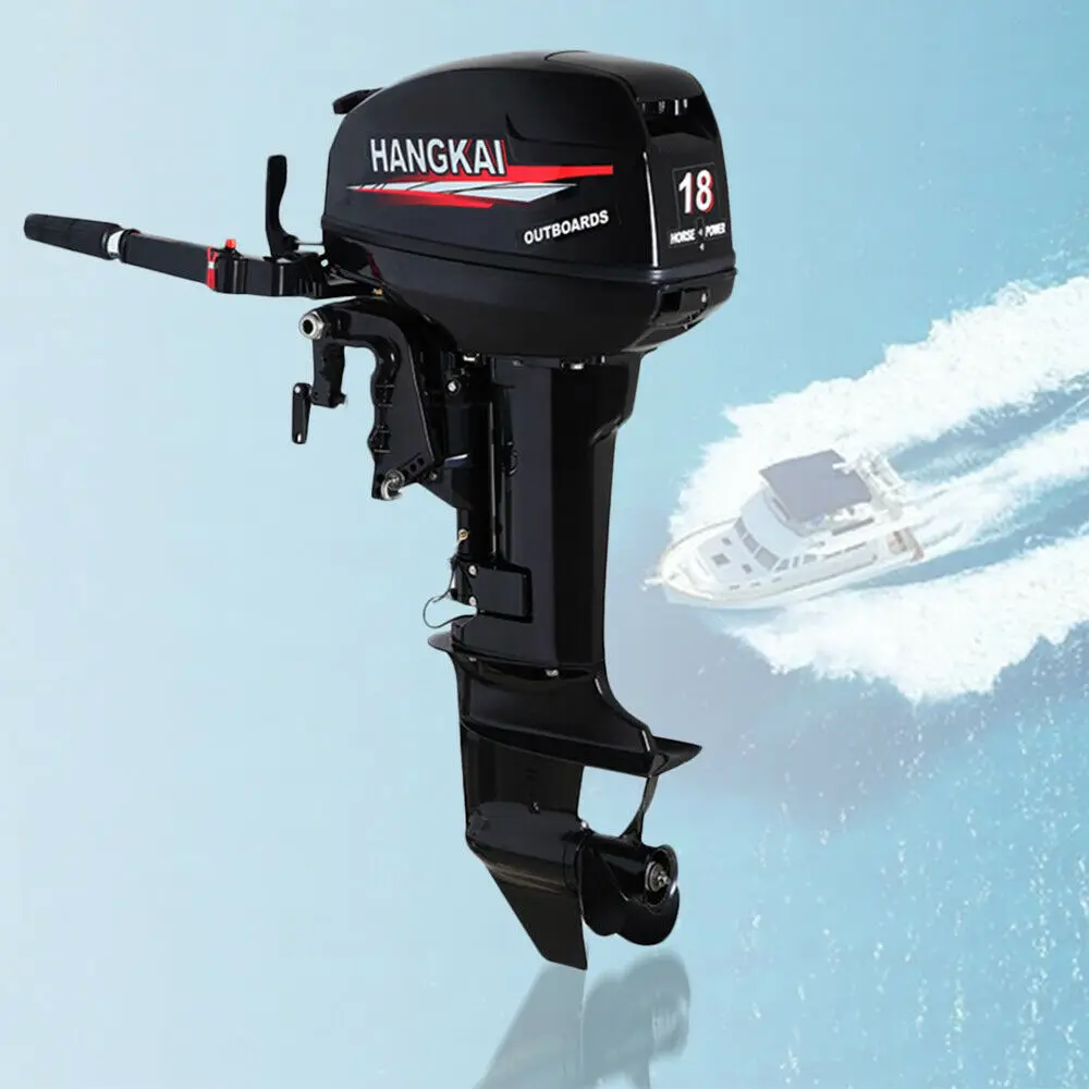 Boat Engine 2 Stroke Motor 18 HP Outboard Motor Heavy-duty Marine Boat Engine with Water Cooling and Tiller Control System