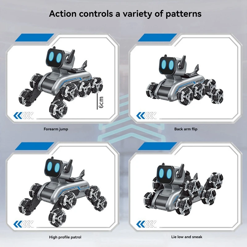 Slim speelgoed voor kinderen Afstandsbediening Robothond Elektrische robothond Afstandsbedieningsauto Achtwielige stuntrobothond