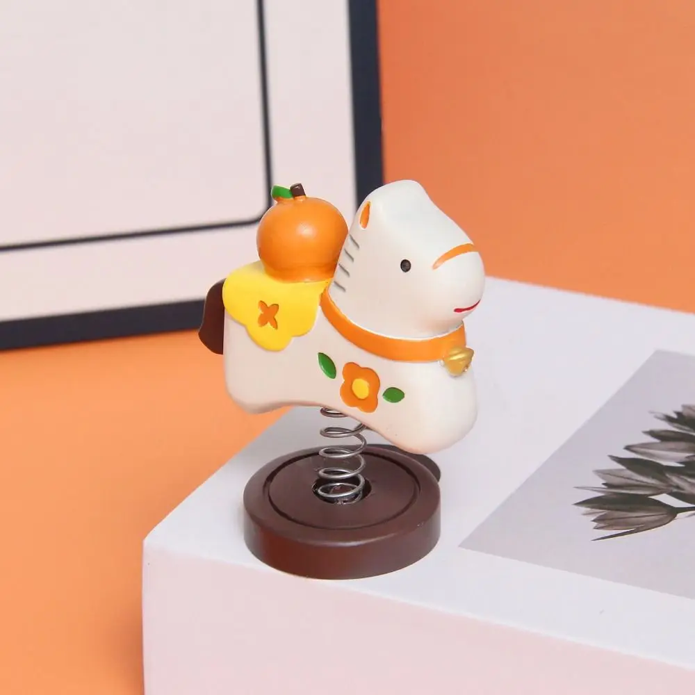 

Cartoon Zodiac Horse Ornaments Handcrafted Year of The Horse Zodiac Horse Decoration Shakable DIY Craft Rocking Horse Figurine