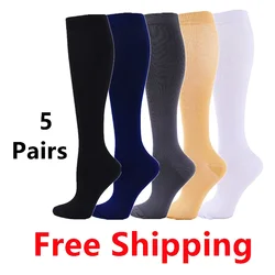 5 Pair Compression Socks Men Running Sport Socks Knee High 20-30mmHg Medical Edema Varicose Veins Women Compression Stocking