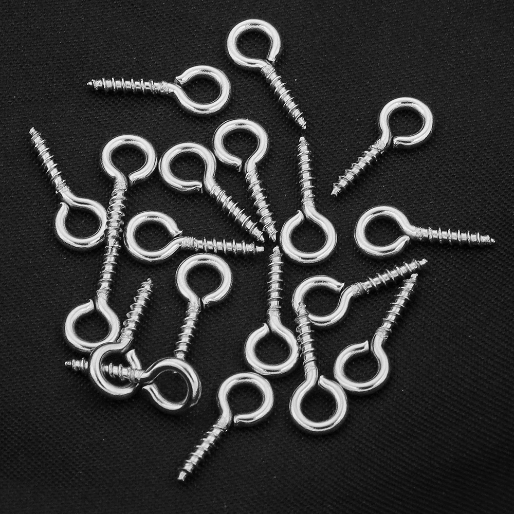 100pcs/lot Stainless Steel Eyepin Keychain Hook Eye Pins Mini Screw Pendants Threaded Pin Fitting DIY Jewelry Bracelet wholesale