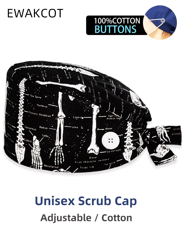 النساء الرجال جراحة العظام قبعة جراحية عظام القطن طباعة قابل للتعديل ممرضة طبيب قبعة طبية مستشفى جراح الأسنان فرك قبعات #2