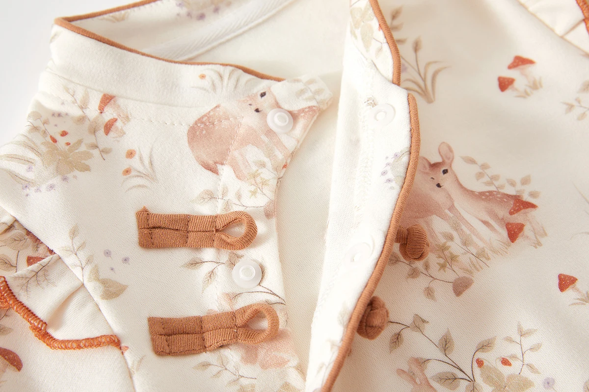 رومبير للأطفال من القطن الخالص على طراز الربيع والخريف للفتيات الصغيرات، النسخة الكورية الصينية العصرية، ملابس لجميع المواسم، ملابس الحبس لحديثي الولادة، نيسيي