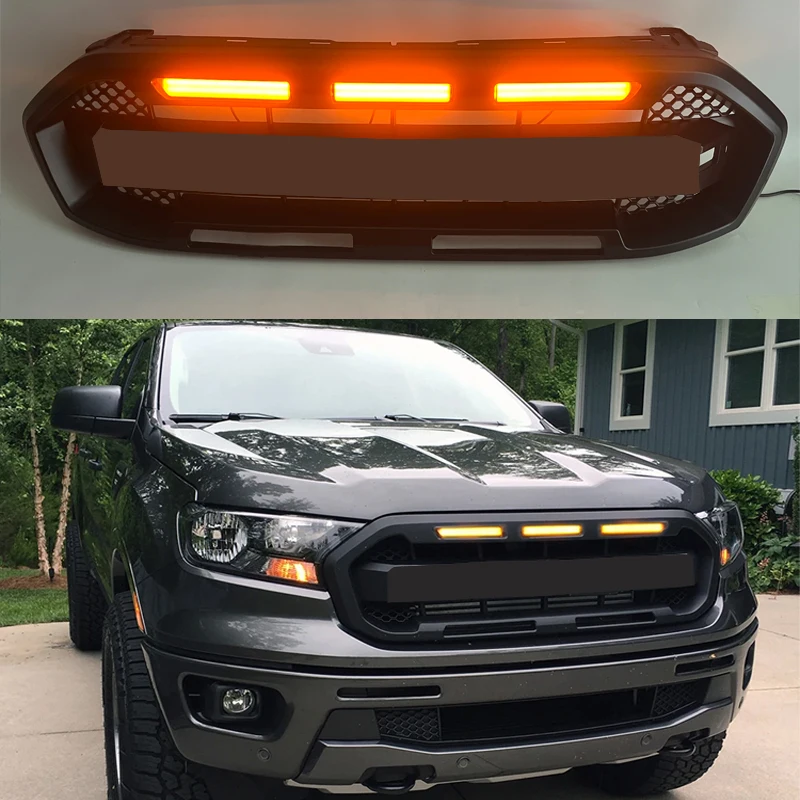 

Modified For Ranger Front Bumper Grille For Ranger T8 XL XLT MK2 2018 2019 2020 Car Racing Grill Front Bumper Cover Trims Cover