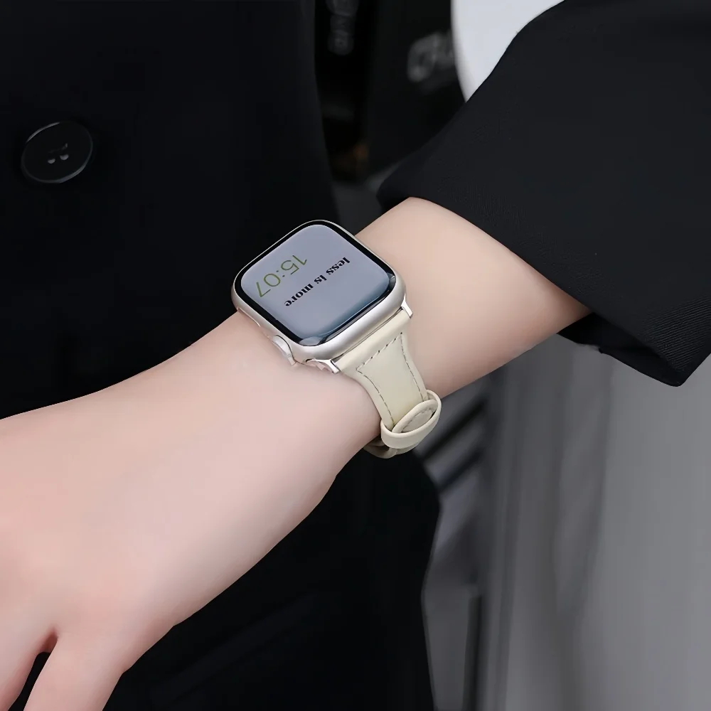 حزام جلدي نحيف لساعات أبل الذكية 22/38/40/41/42/44/45/46/49 مللي متر سلسلة iWatch معصمه مبيعات الجمعة السوداء