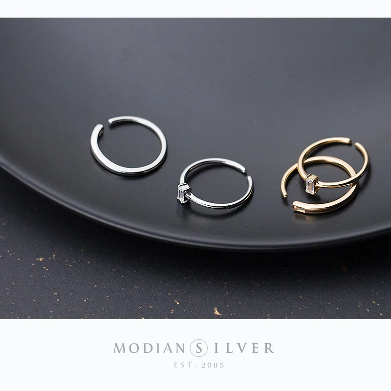 Modian Fashion 2 Different Style Sterling Silver 925 Shiny Zircon Ring for Women Gift Stackable Slim Ring Fine Jewelry 2020 New