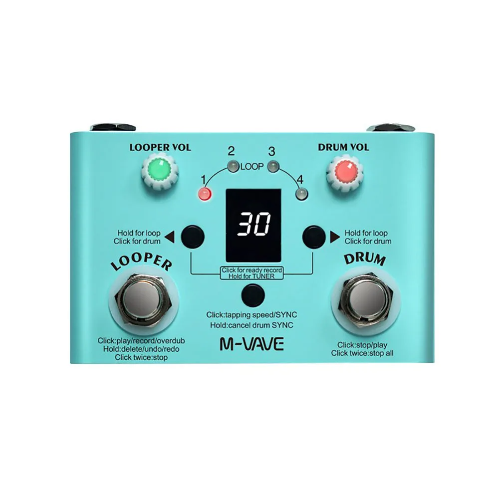 M-VAVE Drum Looper Mini 2-in-1 Machine LOST TEMPO Guitar Effect Pedal Effector Double Footswitch Looper Pedal CUVAVE