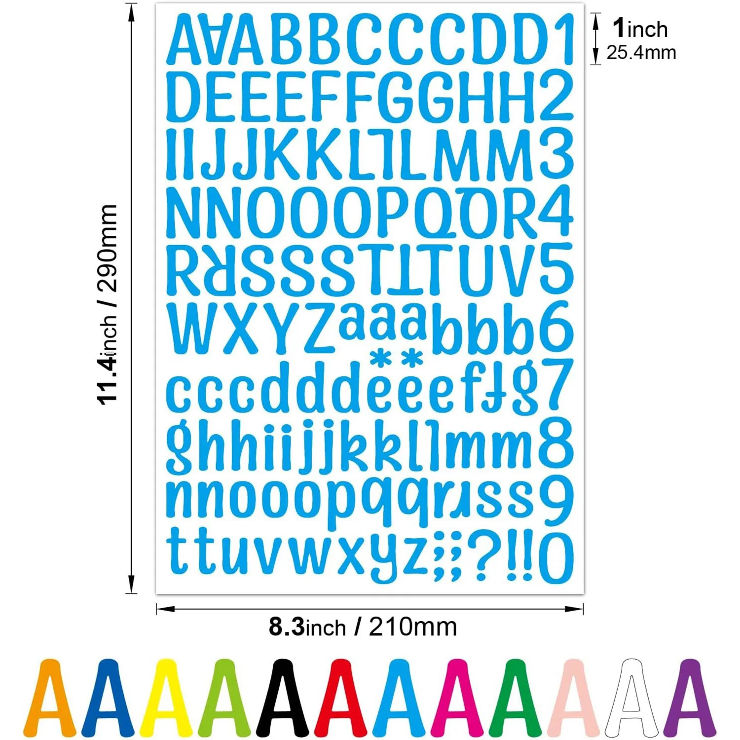 Letter Stickers 1 Sheets 1 Inches Alphabet Number Self Adhesive Vinyl Sticker for Notebook Classrooms Labels Scrapbooking Crafts