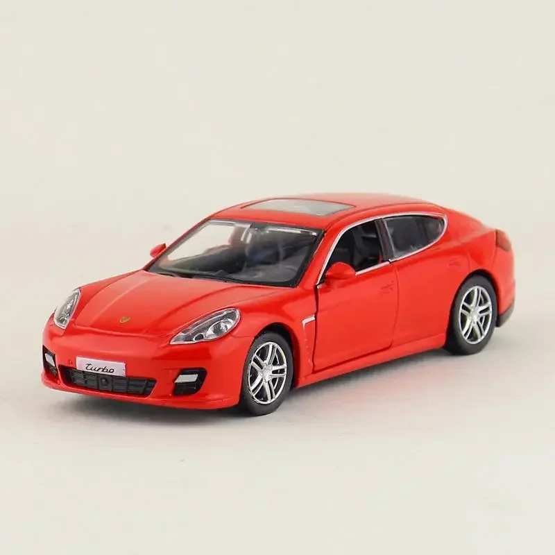 1:36 Porsche Panamera Turbo Model skala logam Diecast miniatur Pullback kendaraan koleksi hadiah Natal mainan anak laki-laki F228