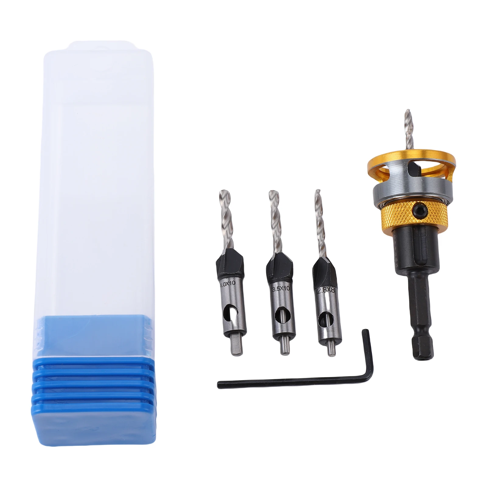 

Adjustable Countersink Bit 4 Flute Countersink Drill Bit Set Adjustable Depth Woodworking Countersink Drill Bit with Depth Stop