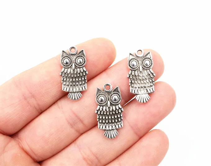 24x12mm 12pcs Antique Silver Plated Owl Handmade Charms Pendant:DIY for bracelet necklace-R5-03