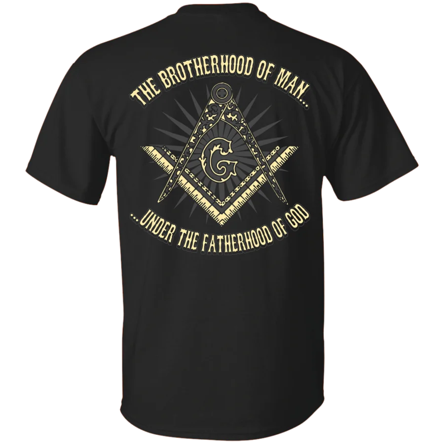 The Brotherhood of Man Under The Fatherhood of God. Freemason Symbol Masonic T-Shirt 100% Cotton Short Sleeve Casual Mens Tshirt