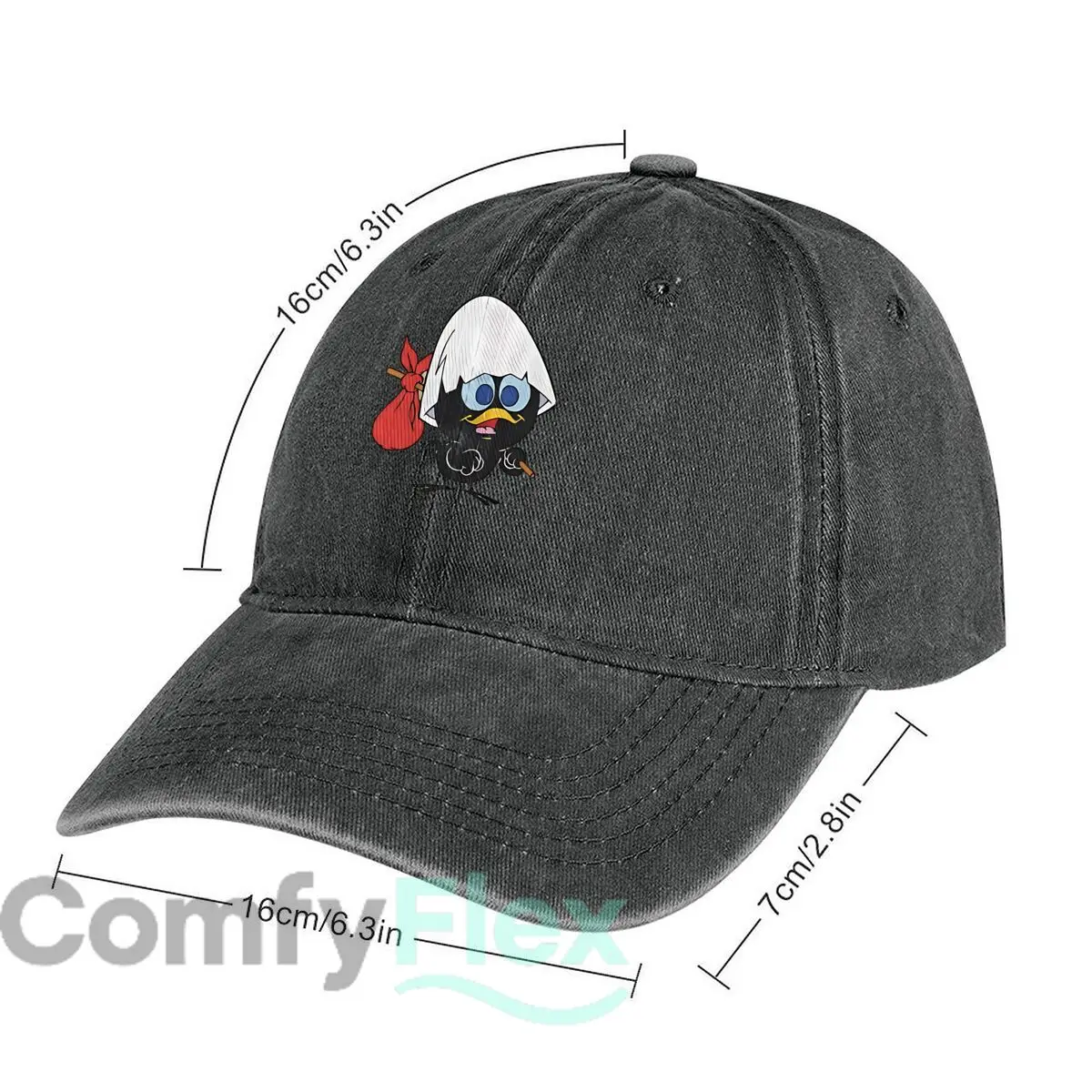 Cartoon Bird with Rice Hat Fashion Washed Baseball Cap Hat Outdoor Activities