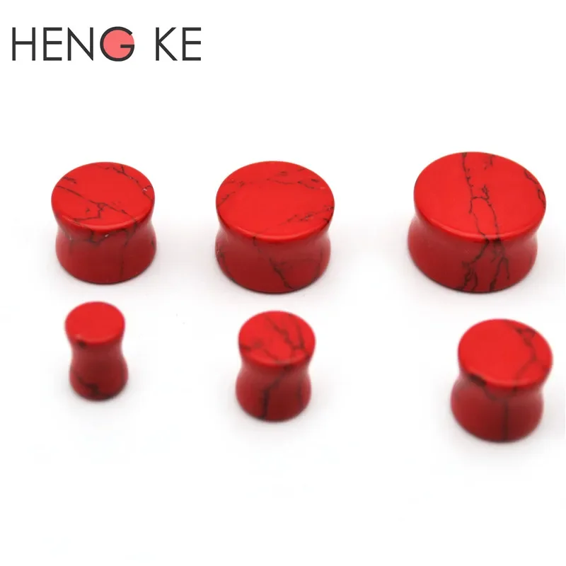 Red Stone Ear Plugs Natural Expand Flesh Tunnel Taper Stetcher Double Flare Semi Precious Body Piercing Jewelry hip hop Popular