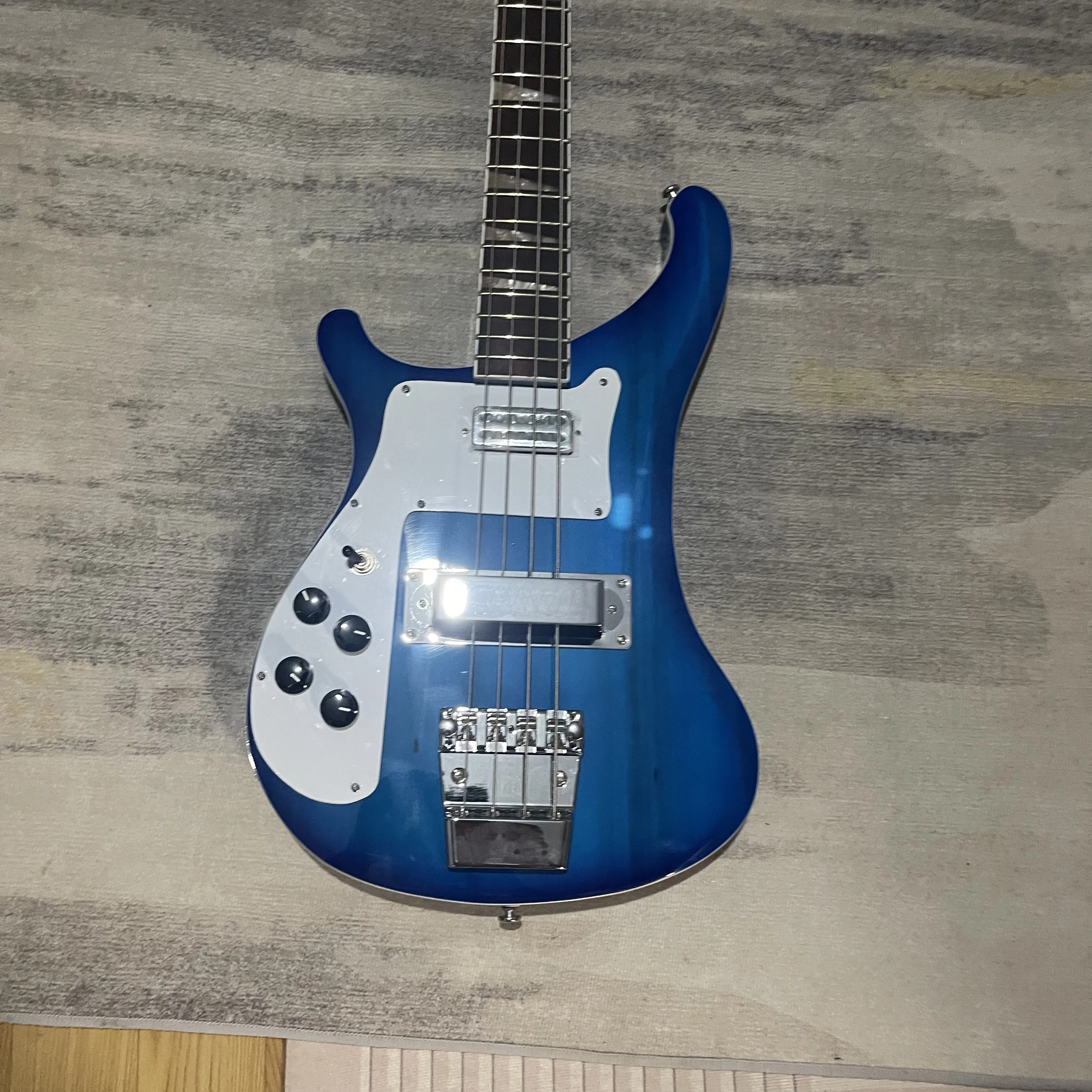 In stock, 4 chords, left-handed, rickenbacker electric bass, blue, multiple colors to choose from, factory real pictures