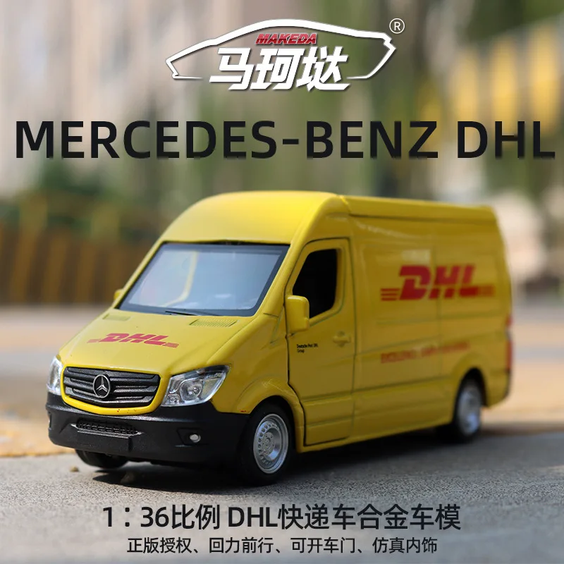 1: 36 Mercedes Benz DHL Express Business Truck Simulation Alloy Model Children's Toy Birthday Gift