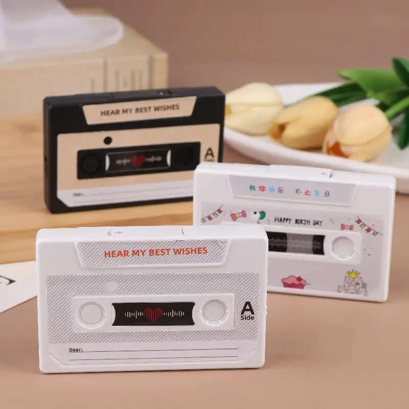جهاز تسجيل على شكل شريط كاسيت لتقوم بها بنفسك لمدة 60 ثانية، بطاقة تهنئة قابلة للتسجيل لعيد الميلاد وعيد الحب