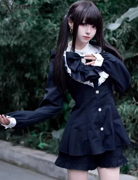 

Summer Outfits for Women Mass Production Bow Long Sleeve Short Sleeves Dress and Shorts Set Fashion Women\s 2 Piece Sets