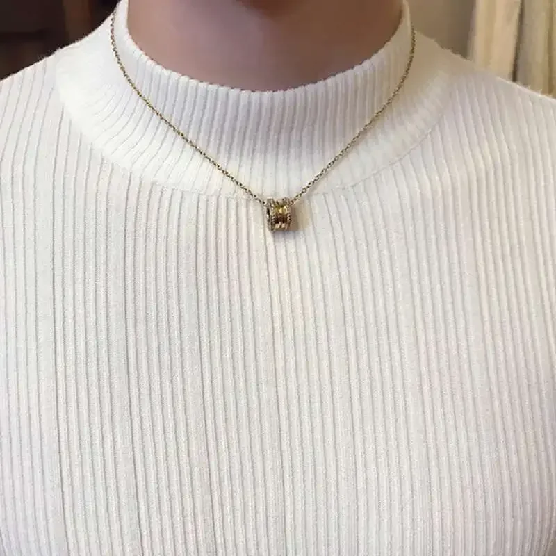 الرجال البلوز البلوزات الكورية عادية مخطط الصلبة سترة الرجال نصف عالية طوق تمتد ضيق سترة سليم صالح متماسكة القمم JJ772 #6