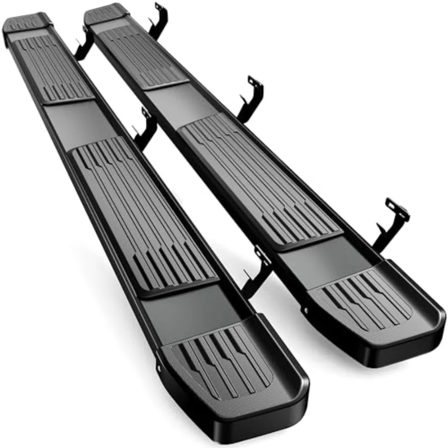 

Running boards for Dodge Ram 2009-2024 1500 and 2010-2026 2500/3500 Crew Cab: black stainless steel side steps with 6-inch widt