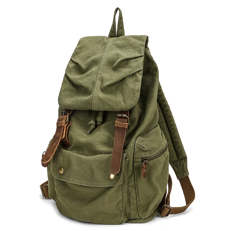 KOOGER High Capacity Canvas Vintage Backpack for School College Hiking Travel