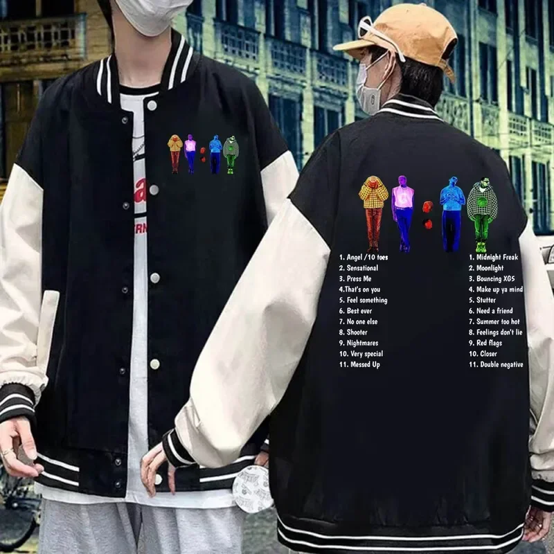 Chris Brown Baseball Uniform Jacket 11:11 Album Merch Zip Up Hoodie Sweatshirts 90S Hoodie Y2K Coat Gift