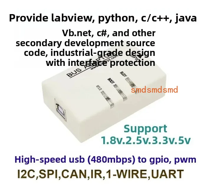 Industrial High Speed USB to SPI I2C PWM GPIO UART CAN Interface Voltage Software Configurable