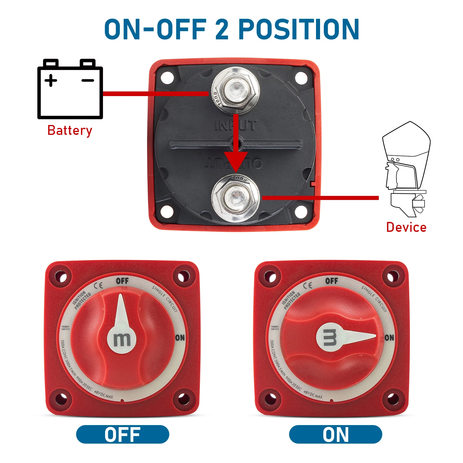 CNSPEED 6006 M-Series تشغيل/إيقاف مفتاح البطارية مع مقبض ل البحرية RV السفر مقطورة قارب سيارة تخييم IP66 العروات Heatshrink 300A 48 فولت