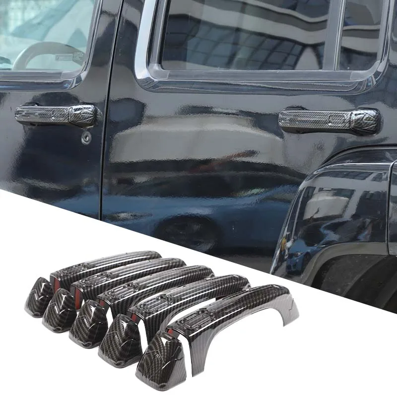 

10piece set For Hummer H3 2005-2009 ABS carbon fiber car door tailgate outer handle cover decorative sticker Car accessories