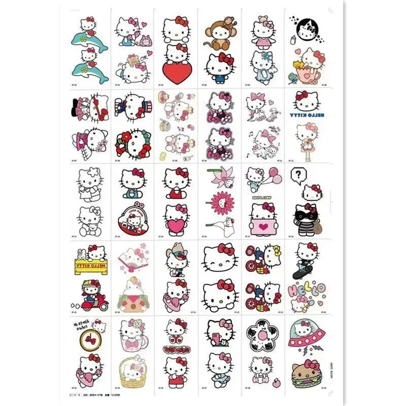 30Pcs Sanrio Hello Kitty Tattoo Stickers Kawaii Cartoon Kuromi Colored Disposable Waterproof Temporary Fake Tattoo Stickers Toys