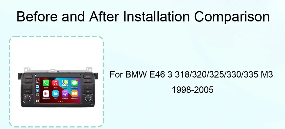 7-Zoll Android 16 Autoradio für BMW E46 3er-Serie 318 320 325 330 335 M3 1998-2005 GPS-Navigation WLAN Bluetooth FM Touchscreen Auto-Stereoanlage – Detail 3