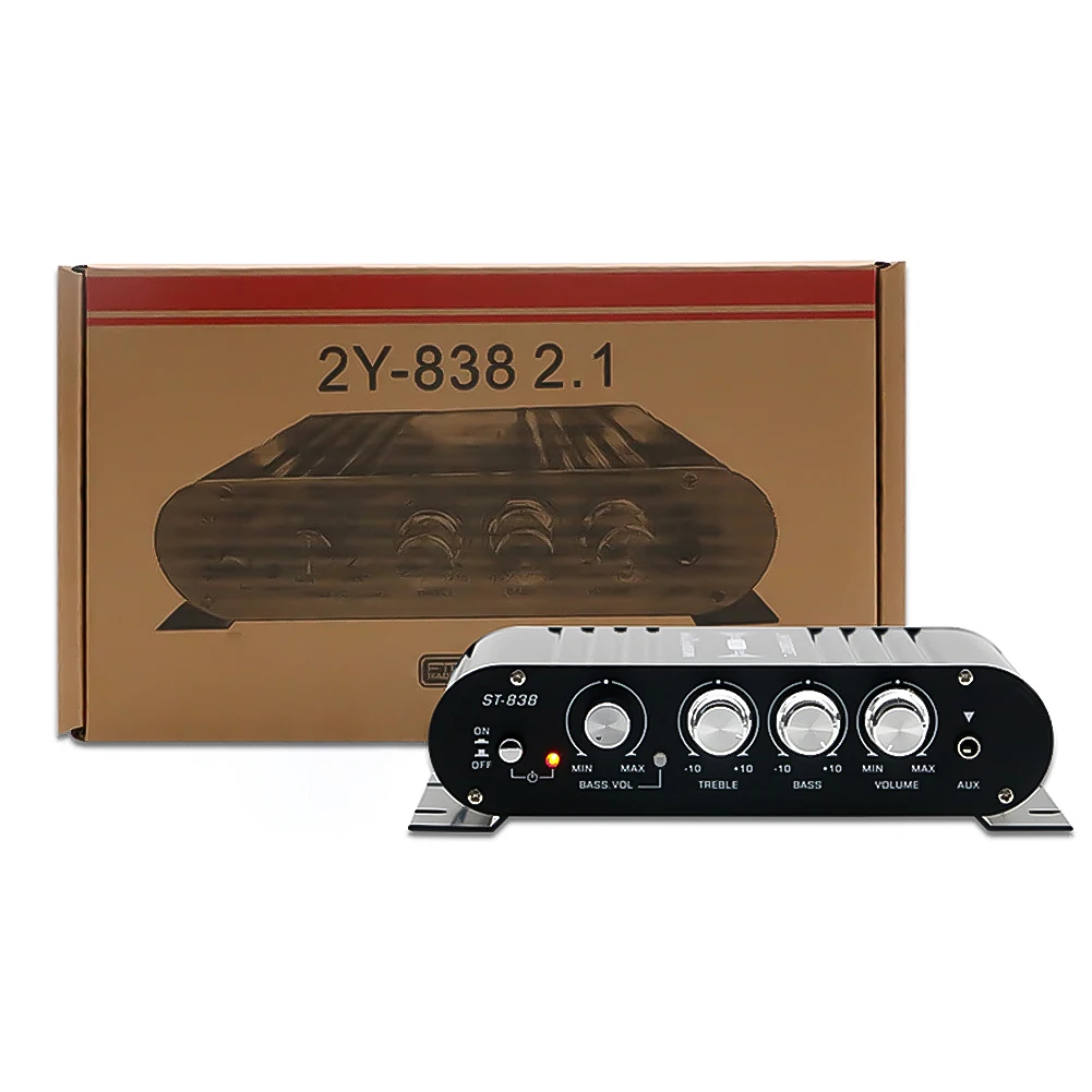 ST-838 HiFi 2.1 قناة مكبر كهربائي 80 واط * 2 ستيريو باس الصوت أمبير مشغل الوسائط الصغيرة مضخم الصوت سيارة المنزل أمبير