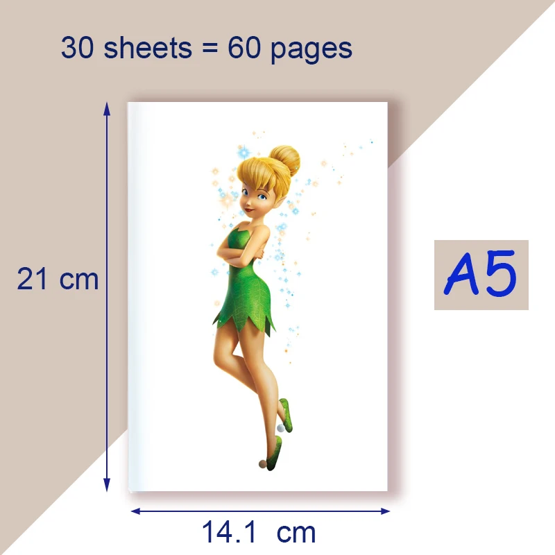 A5 Thread Notebook - Tinkerbell Tinker Bell - Faery Fairy Elf Flower Elves Disney Anime Princess Fairies Arms Crossed Note Book