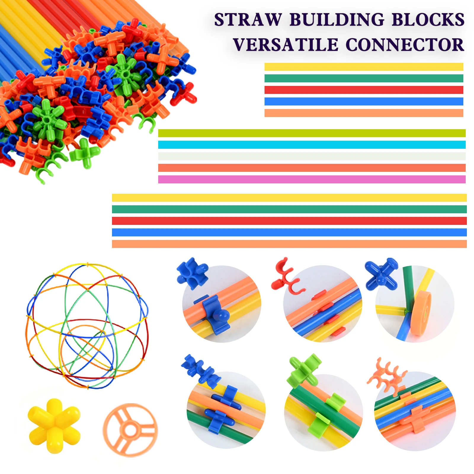 Children'S Colorful And Versatile Straw Splicing Blocks, Multi-Color Straw Joint Space Construction, Diy Handmade Assembly Toys
