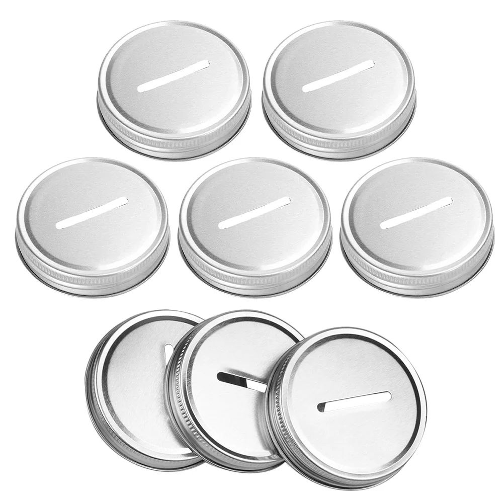 

8pcs Piggy Bank Lid For Mason Jar Wide Mouth Tinplate Coin Slot Lids Change Storage Jar Cover Bill Storage Money Saving Lid