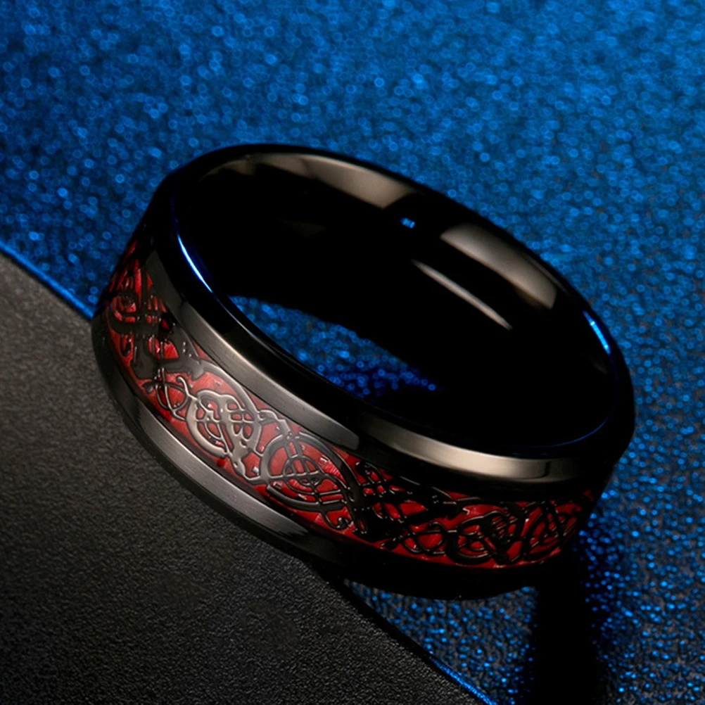 

Carbon Fiber Rings for Men Titanium Steel Mirror Polishing Finger