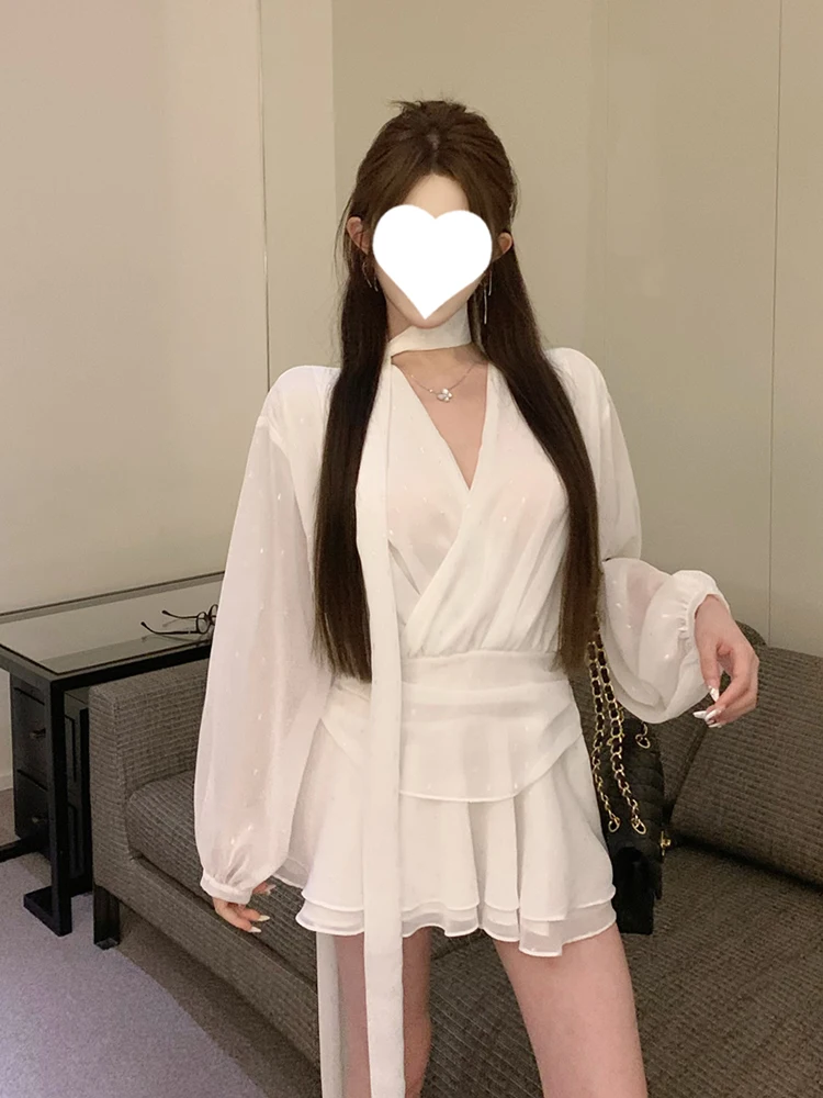 

Sexy V-Ne Midi Dr SYJ ujia Casual High Waist A-Line Skirt ort Length Women's Design Sensual Silk Dr