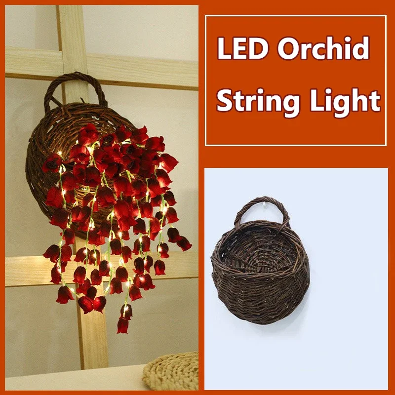 

LED Orchid String Lights Battery Powered Wall Decor Lamp Simulation Flower String Light For Holiday Garden Christmas Decoration